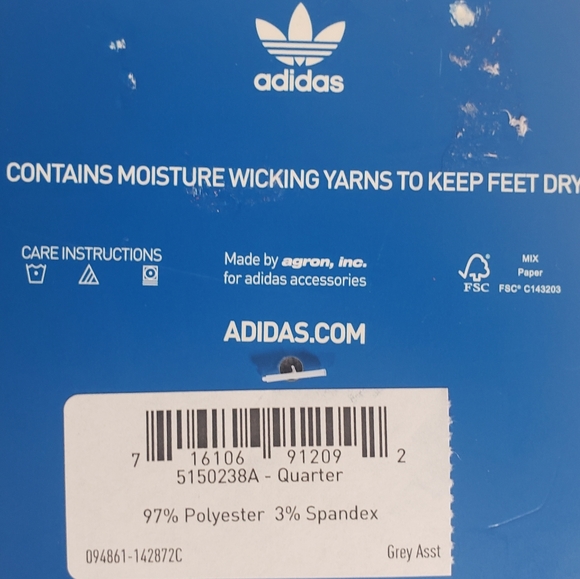 NWT Men's Adidas 3 Pairs Quarter Socks - Picture 4 of 4